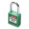 CANDADO DE SEGURIDAD BRADY EN ACERO COLOR VERDE, pack 6 unidades