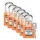 CANDADO DE SEGURIDAD BRADY EN ACERO COLOR NARANJA, pack 6 unidades
