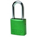 CANDADO DE SEGURIDAD BRADY "ALUMINIO" 75 mm color VERDE c/6 unidades KD