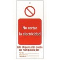 Tarjeta bloqueo NO CORTAR LA ELECTRICIDAD 75 x 160 mm (c/10 unid. + 10 bridas)