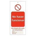 Tarjeta bloqueo NO HACER FUNCIONAR 75 x 160 mm (c/10 unid. + 10 bridas)
