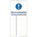 Tarjeta bloqueo SERVICIO MANTENIMIENTO (color azul), 75 x 160 mm  (c/10 unid. + 10 bridas)
