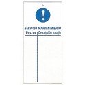 Tarjeta bloqueo SERVICIO MANTENIMIENTO (color azul), 75 x 160 mm  (c/10 unid. + 10 bridas)