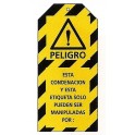 Tarjeta bloqueo PELIGRO, ESTA CONDENACIÓN... 75 x 160 mm (c/10 unid. + 10 bridas)