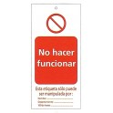 Tarjeta bloqueo NO HACER FUNCIONAR 50 x 110 mm (c/10 unid. + 10 bridas)