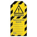 Tarjeta bloqueo PELIGRO FUERA DE SERVICIO RAZON 50 x 110 mm (c/10 unid. + 10 bridas)